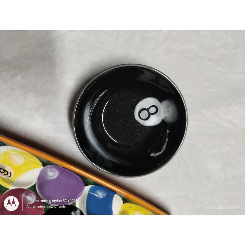 Clay‎ Art Rack Em Up Pool Ball Serving Tray 8 Ball Dip Bowl Set